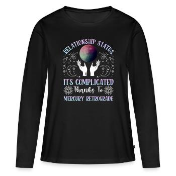 Planètes rétrogrades Mercure rétrograde - T-shirt manches longues Premium bio Femme - noir - Devant - Julia (174cm)