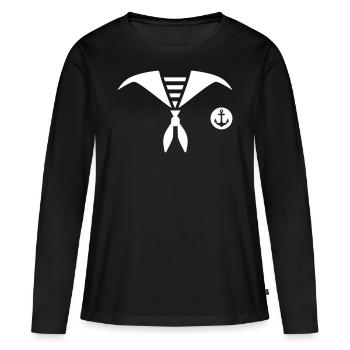 Costume de marin Costume de marin Uniforme de marin - T-shirt manches longues Premium bio Femme - noir - Devant - Julia (174cm)