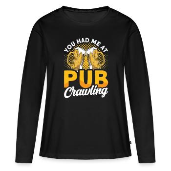 Crawled Pub Crawl Alcohol Drinking - Women's Premium Organic Long Sleeve Shirt - black - Front - Julia (174cm)