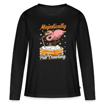 Crawled Pub Crawl Alcohol Drinking - Women's Premium Organic Long Sleeve Shirt - black - Front - Julia (174cm)