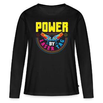 Laser tag d’intérieur tenue de fête laser tag - T-shirt manches longues Premium bio Femme - noir - Devant - Julia (174cm)