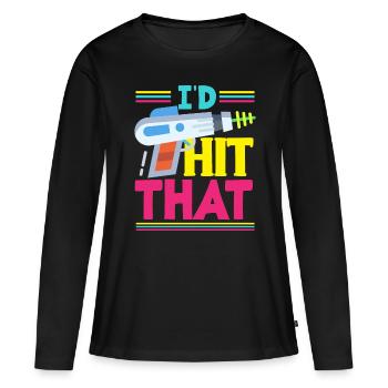 Laser tag d’intérieur tenue de fête laser tag - T-shirt manches longues Premium bio Femme - noir - Devant - Julia (174cm)
