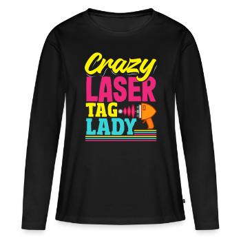 Laser tag d’intérieur tenue de fête laser tag - T-shirt manches longues Premium bio Femme - noir - Devant - Julia (174cm)
