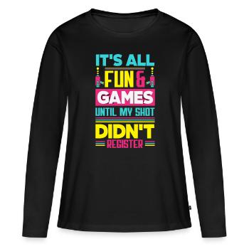 Laser tag d’intérieur tenue de fête laser tag - T-shirt manches longues Premium bio Femme - noir - Devant - Julia (174cm)