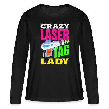 Laser tag d’intérieur tenue de fête laser tag - T-shirt manches longues Premium bio Femme - noir - Devant - Julia (174cm)