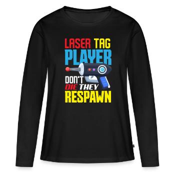 Laser tag d’intérieur tenue de fête laser tag - T-shirt manches longues Premium bio Femme - noir - Devant - Julia (174cm)