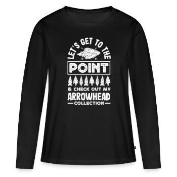 Pointe de flèche Chasseur Tir à l’arc Pointe de flèche - T-shirt manches longues Premium bio Femme - noir - Devant - Julia (174cm)