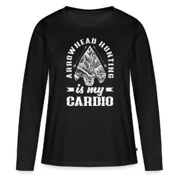 Pointe de flèche Chasseur Tir à l’arc Pointe de flèche - T-shirt manches longues Premium bio Femme - noir - Devant - Julia (174cm)