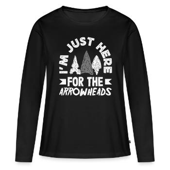Pointe de flèche Chasseur Tir à l’arc Pointe de flèche - T-shirt manches longues Premium bio Femme - noir - Devant - Julia (174cm)