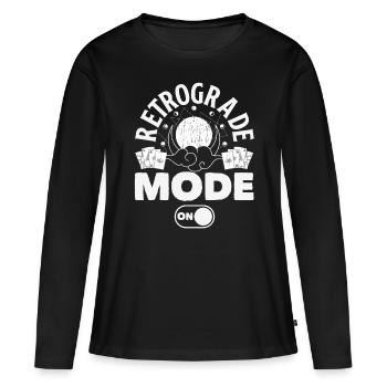 Planètes rétrogrades Mercure rétrograde - T-shirt manches longues Premium bio Femme - noir - Devant - Julia (174cm)