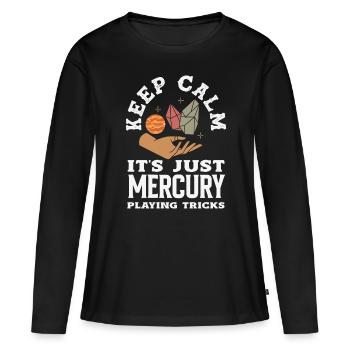 Planètes rétrogrades Mercure rétrograde - T-shirt manches longues Premium bio Femme - noir - Devant - Julia (174cm)