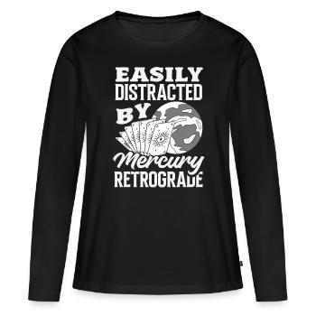 Planètes rétrogrades Mercure rétrograde - T-shirt manches longues Premium bio Femme - noir - Devant - Julia (174cm)