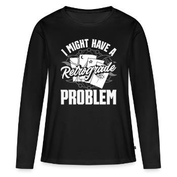 Planètes rétrogrades Mercure rétrograde - T-shirt manches longues Premium bio Femme - noir - Devant - Julia (174cm)