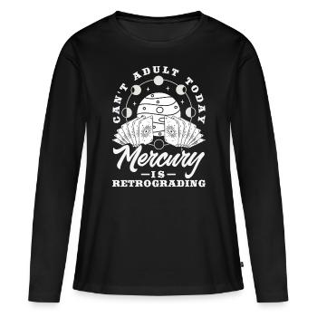 Planètes rétrogrades Mercure Rétrograde - T-shirt manches longues Premium bio Femme - noir - Devant - Julia (174cm)