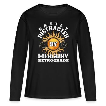 Planètes rétrogrades Mercure Rétrograde - T-shirt manches longues Premium bio Femme - noir - Devant - Julia (174cm)