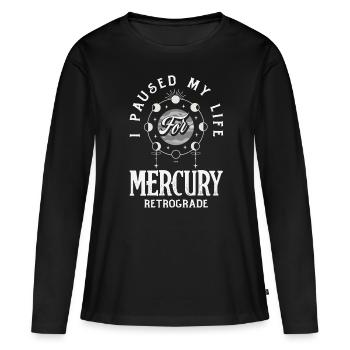 Planètes rétrogrades Mercure Rétrograde - T-shirt manches longues Premium bio Femme - noir - Devant - Julia (174cm)
