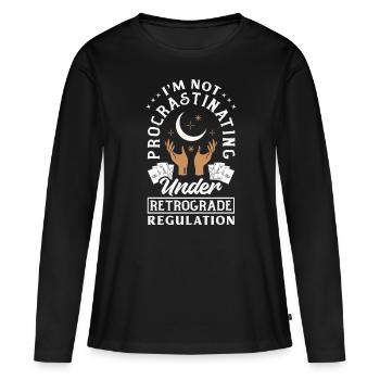 Planètes rétrogrades Mercure Rétrograde - T-shirt manches longues Premium bio Femme - noir - Devant - Julia (174cm)