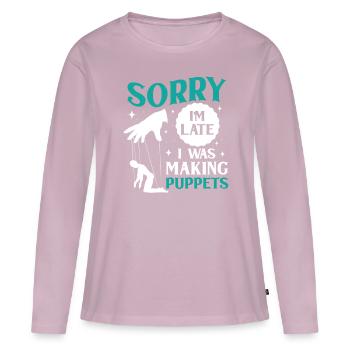 Marionnettiste, marionnettiste - T-shirt manches longues Premium bio Femme - rose poudré - Devant - Julia (174cm)