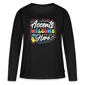 Professeur d’anglais Apprenant d’anglais Professeur d’anglais ELL - T-shirt manches longues Premium bio Femme - noir - Devant - Julia (174cm)