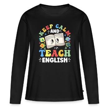 Professeur d’anglais Apprenant d’anglais Professeur d’anglais ELL - T-shirt manches longues Premium bio Femme - noir - Devant - Julia (174cm)