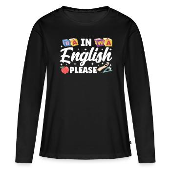 Professeur d’anglais Apprenant d’anglais Professeur d’anglais ELL - T-shirt manches longues Premium bio Femme - noir - Devant - Julia (174cm)