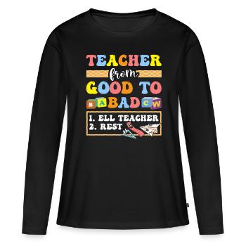 Professeur d’anglais Apprenant d’anglais Professeur d’anglais ELL - T-shirt manches longues Premium bio Femme - noir - Devant - Julia (174cm)