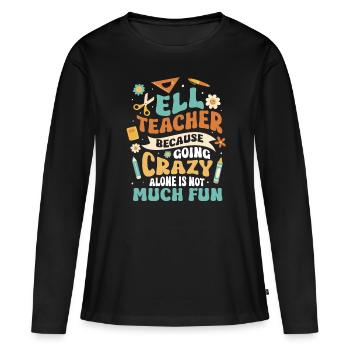 Professeur d’anglais Apprenant d’anglais Professeur d’anglais ELL - T-shirt manches longues Premium bio Femme - noir - Devant - Julia (174cm)