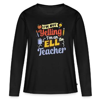 Professeur d’anglais Apprenant d’anglais Professeur d’anglais ELL - T-shirt manches longues Premium bio Femme - noir - Devant - Julia (174cm)