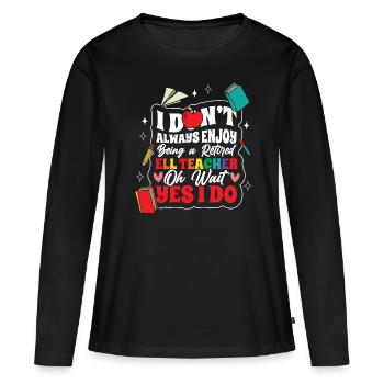 Professeur d’anglais Apprenant d’anglais Professeur d’anglais ELL - T-shirt manches longues Premium bio Femme - noir - Devant - Julia (174cm)