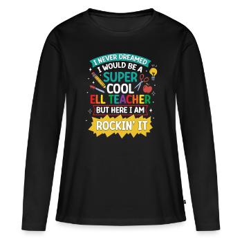 Professeur d’anglais Apprenant d’anglais Professeur d’anglais ELL - T-shirt manches longues Premium bio Femme - noir - Devant - Julia (174cm)