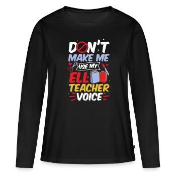 Professeur d’anglais Apprenant d’anglais Professeur d’anglais ELL - T-shirt manches longues Premium bio Femme - noir - Devant - Julia (174cm)