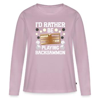 Board Game Funny Backgammon - Women's Premium Organic Long Sleeve Shirt - dusky pink - Front - Julia (174cm)