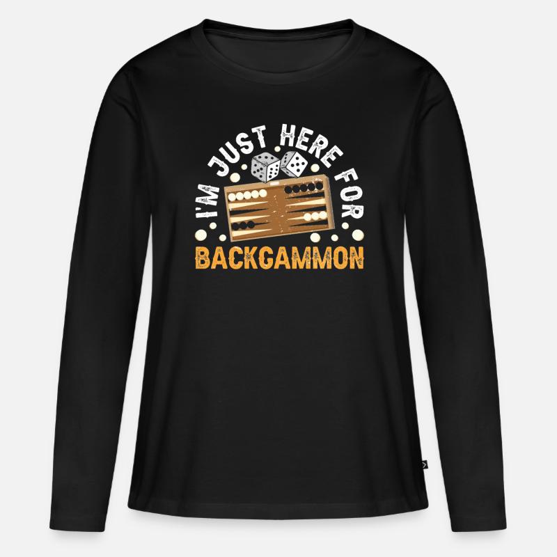 Brettspiel Lustiges Backgammon - Frauen Premium Bio Langarmshirt - Schwarz