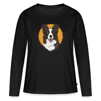 Border Collie - Frauen Premium Bio Langarmshirt - Schwarz - Vorne - Julia (174cm)