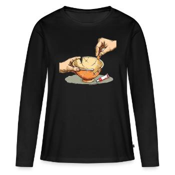 Kintsugi Kintsukuroi Japon imparfait - T-shirt manches longues Premium bio Femme - noir - Devant - Julia (174cm)