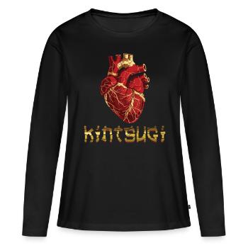Kintsugi Kintsukuroi Japon imparfait - T-shirt manches longues Premium bio Femme - noir - Devant - Julia (174cm)