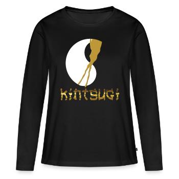 Kintsugi Kintsukuroi Japon imparfait - T-shirt manches longues Premium bio Femme - noir - Devant - Julia (174cm)