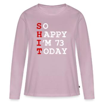 Anniversaire 73 Anniversaire Année Naissance Drôle - T-shirt manches longues Premium bio Femme - rose poudré - Devant - Julia (174cm)