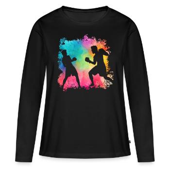 Boxen - Frauen Premium Bio Langarmshirt - Schwarz - Vorne - Julia (174cm)
