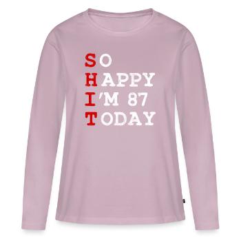Anniversaire 87 Anniversaire Année Naissance Drôle - T-shirt manches longues Premium bio Femme - rose poudré - Devant - Julia (174cm)