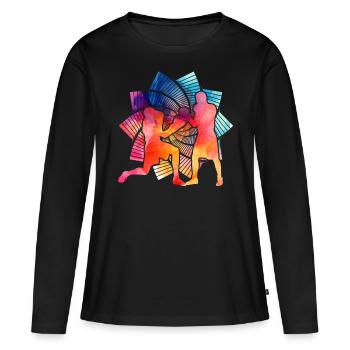 Boxen - Frauen Premium Bio Langarmshirt - Schwarz - Vorne - Julia (174cm)