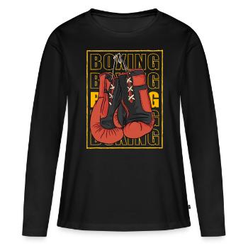 Boxen - Frauen Premium Bio Langarmshirt - Schwarz - Vorne - Julia (174cm)