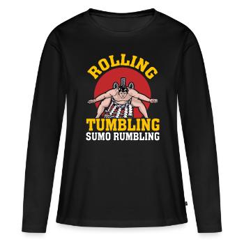 Roulement Tumbling Sumo Grondement - T-shirt manches longues Premium bio Femme - noir - Devant - Julia (174cm)