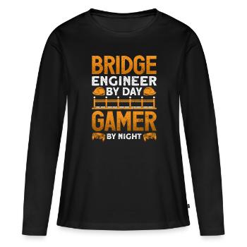 Construction de ponts et ingénieur de ponts - T-shirt manches longues Premium bio Femme - noir - Devant - Julia (174cm)
