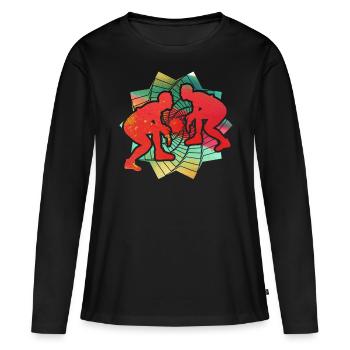 Lutte - T-shirt manches longues Premium bio Femme - noir - Devant - Julia (174cm)