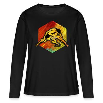 Lutte - T-shirt manches longues Premium bio Femme - noir - Devant - Julia (174cm)