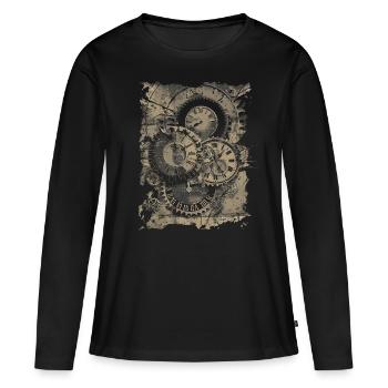 Horlogerie Signification Horloger - T-shirt manches longues Premium bio Femme - noir - Devant - Julia (174cm)