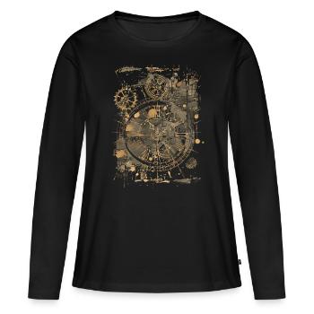 Horlogerie Signification Horloger - T-shirt manches longues Premium bio Femme - noir - Devant - Julia (174cm)