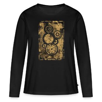 Horlogerie Signification Horloger - T-shirt manches longues Premium bio Femme - noir - Devant - Julia (174cm)