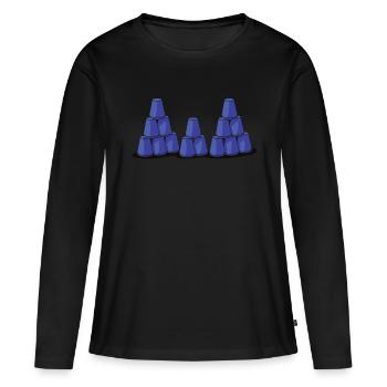 Empilage de gobelets Speed Stacker - T-shirt manches longues Premium bio Femme - noir - Devant - Julia (174cm)